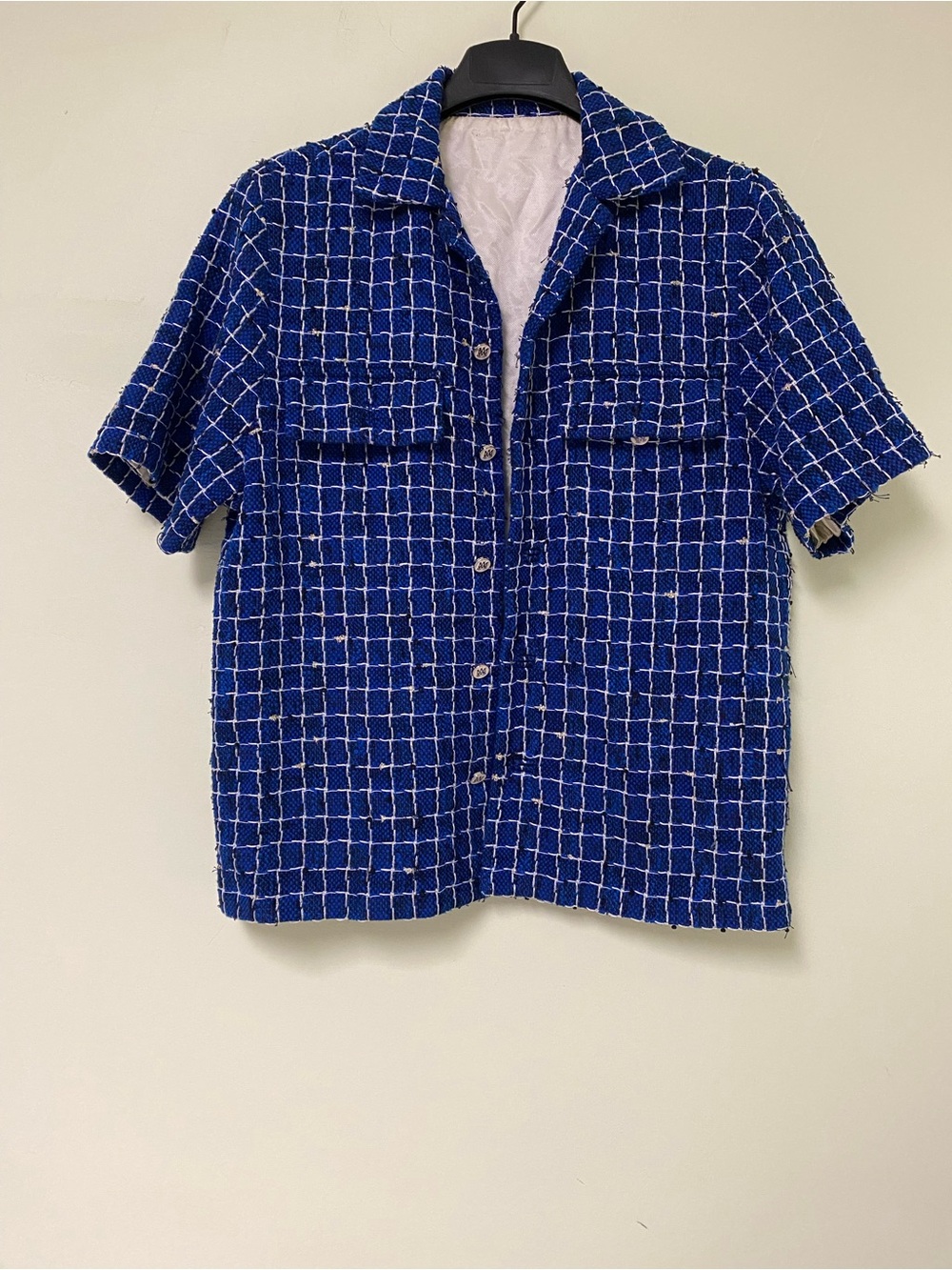 AMIRI Blue Grid Short-Sleeve Button-Up Shirt